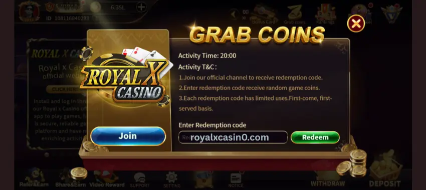 Royal X Casino Redeem Code